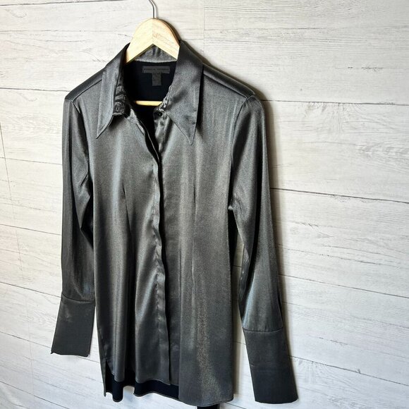 Pamela Dennis Top Womens Size Small Silver Long Sleeve Skull Button on Sleeves - Picture 4 of 15